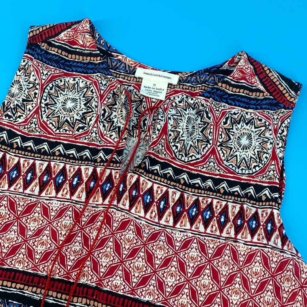 Beach Lunch Lounge Womens Medium Ruby Summer Rayon Boho Sleeveless Dress NEW